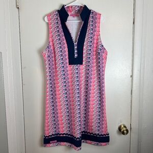 Simply Southern Women's XL Pink Scallop Seashells Tunic Dress Cruise Resort